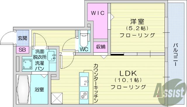 DーROOMあすと長町 Ⅱ(1LDK/2階)の間取り写真