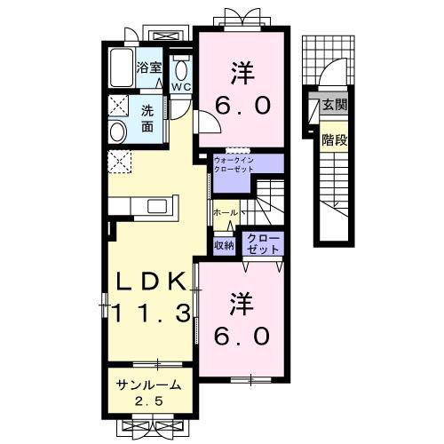 ラ・アーラボア(2LDK/2階)の間取り写真