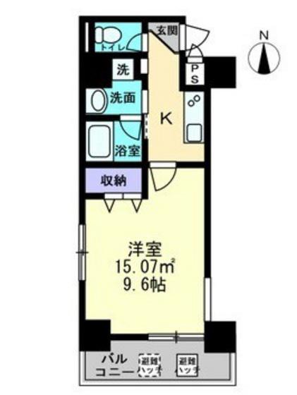 ESCAZA桑田町(1K/9階)の間取り写真
