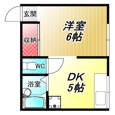 勝和園 別館(1DK/2階)の間取り写真