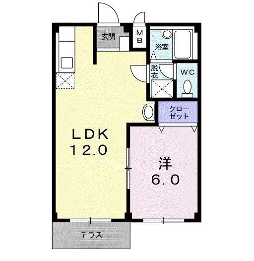 メゾンリバーサイド(1LDK/1階)の間取り写真