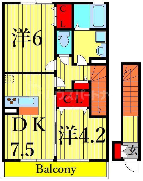 アルシオネT(2DK/2階)の間取り写真