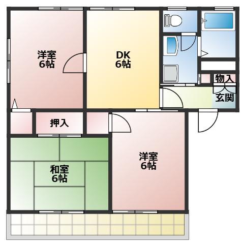 コマンセ21(3DK/1階)の間取り写真