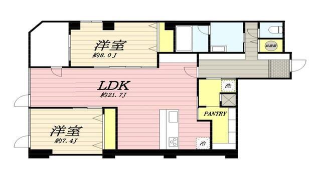 ぺんてるビル(2LDK/6階)の間取り写真
