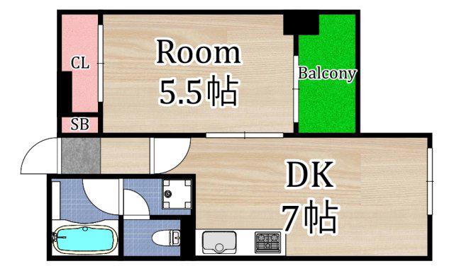 グランピア中央(1DK/6階)の間取り写真