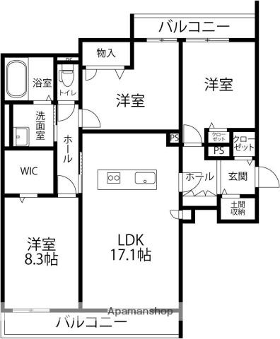 マストテラス金沢泉が丘(3LDK/3階)の間取り写真