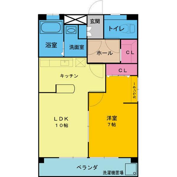 OS・SKYマンション鹿子(1LDK/1階)の間取り写真