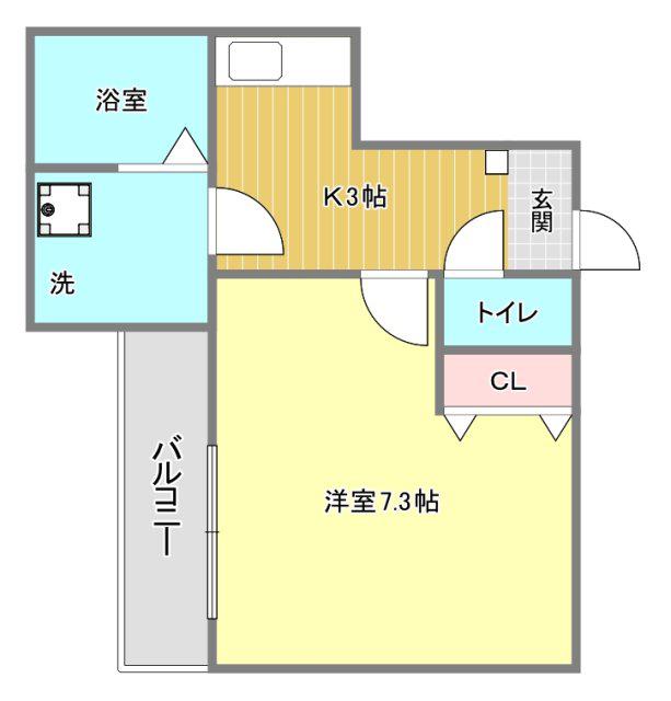 クレフラスト静岡大南(1K/2階)の間取り写真