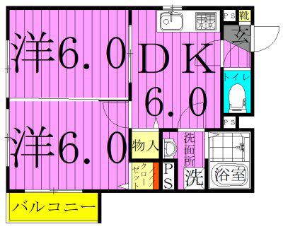 カーサニコルⅤ(2DK/2階)の間取り写真
