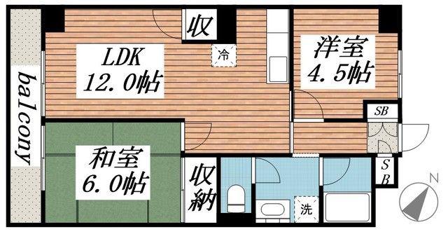 山口マンション(2LDK/4階)の間取り写真