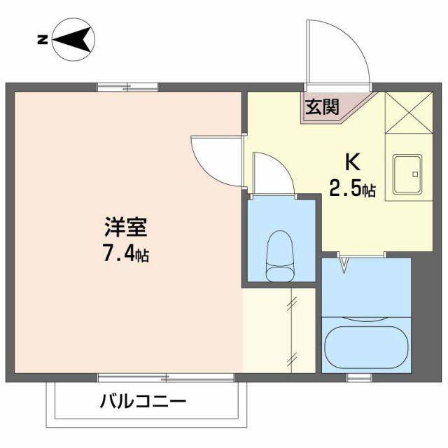 タウンコート中央(1K/2階)の間取り写真