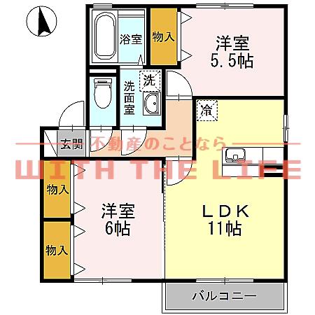 クレセントコート(2LDK/2階)の間取り写真