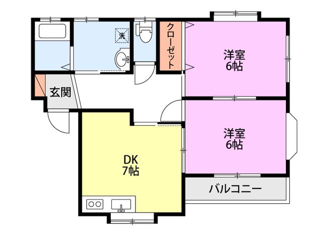 T・Mアベニュー A(2DK/2階)の間取り写真