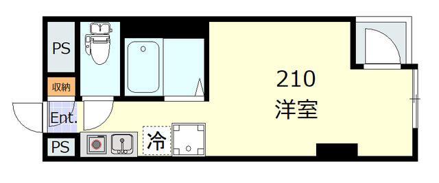 トーア岩本町マンション(ワンルーム/2階)の間取り写真