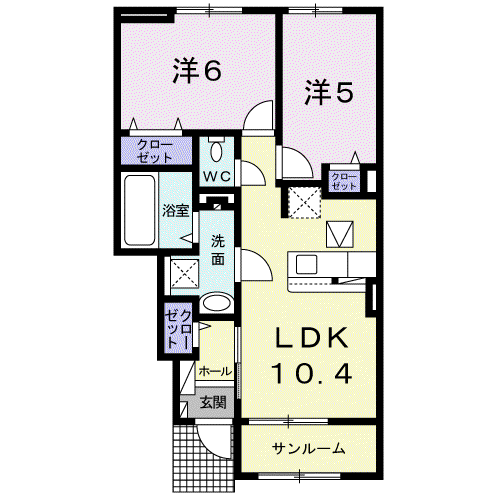 カーサグランデ(2LDK/1階)の間取り写真