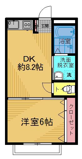 グッデイハイツII(1DK/2階)の間取り写真