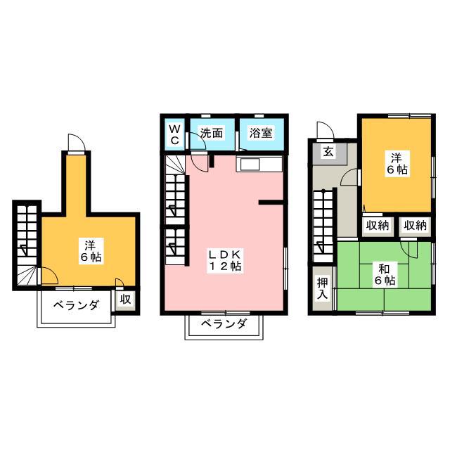クレスト長岡(3LDK/1階)の間取り写真