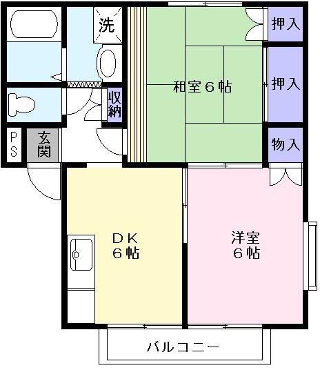エステートピアラトゥール(2DK/2階)の間取り写真