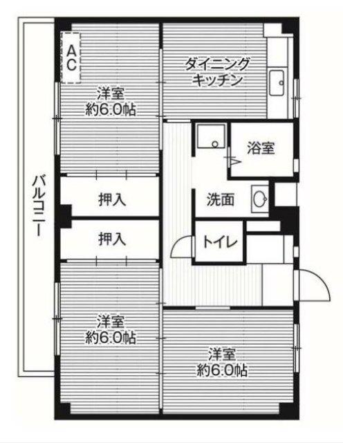 ビレッジハウス善部2号棟(3DK/1階)の間取り写真