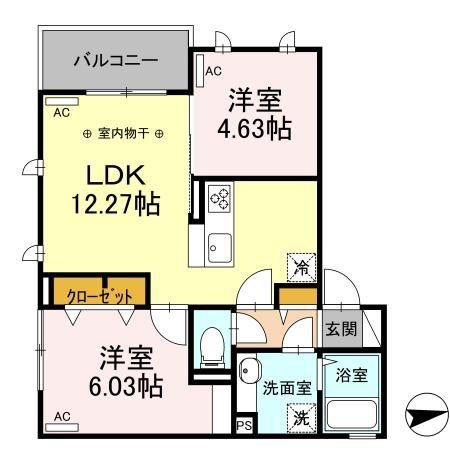 ポンテアルタ(2LDK/2階)の間取り写真