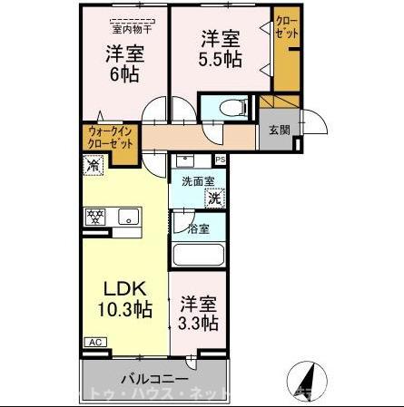 リシェスみのり台 A棟(3LDK/2階)の間取り写真