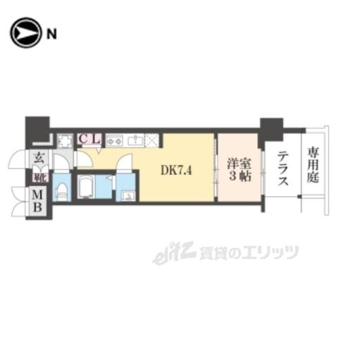プレサンス京都東寺(1DK/1階)の間取り写真