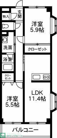 K&Aパレス(2LDK/2階)の間取り写真