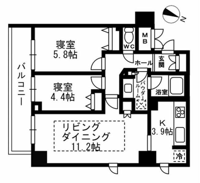 パークフラッツ学芸大学(2LDK/3階)の間取り写真