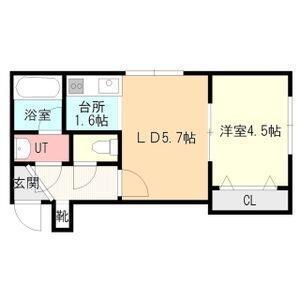 マープル平岸(1DK/4階)の間取り写真