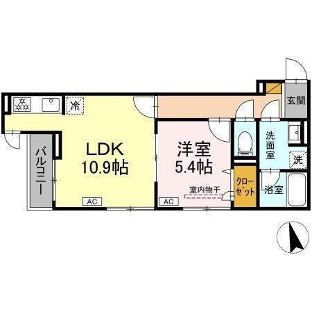 D-ZEST(1LDK/2階)の間取り写真