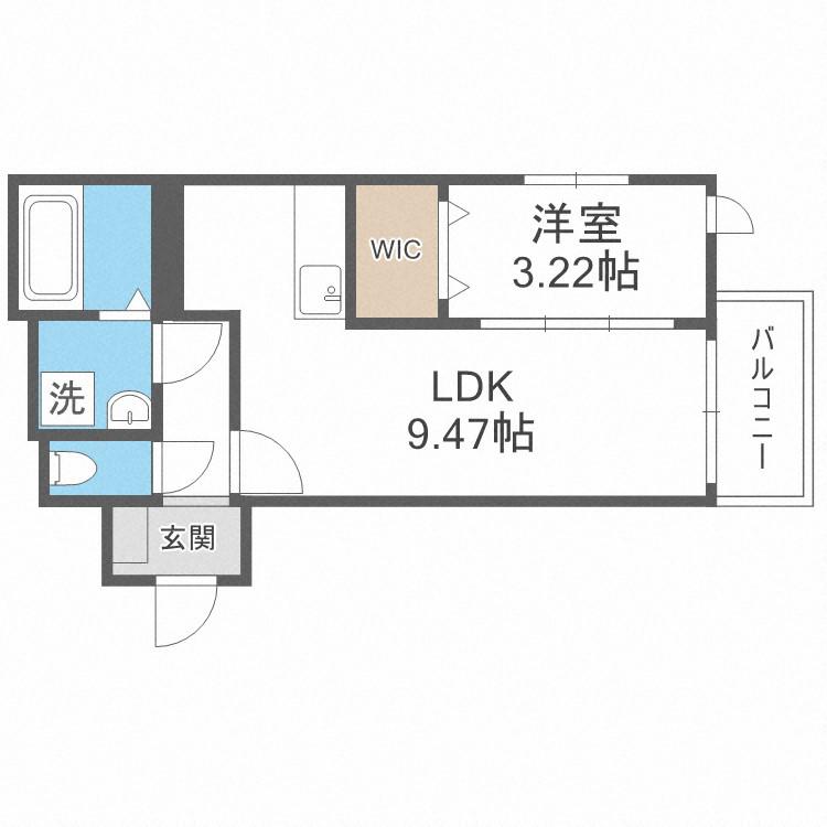 PORTA NOB二日市(1LDK/2階)の間取り写真