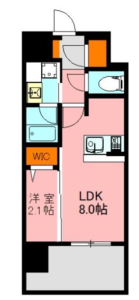 デュ・レジア博多レジデンス(1LDK/2階)の間取り写真