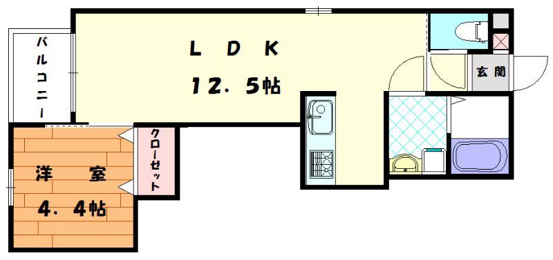 サニーガーデン古賀(1LDK/2階)の間取り写真