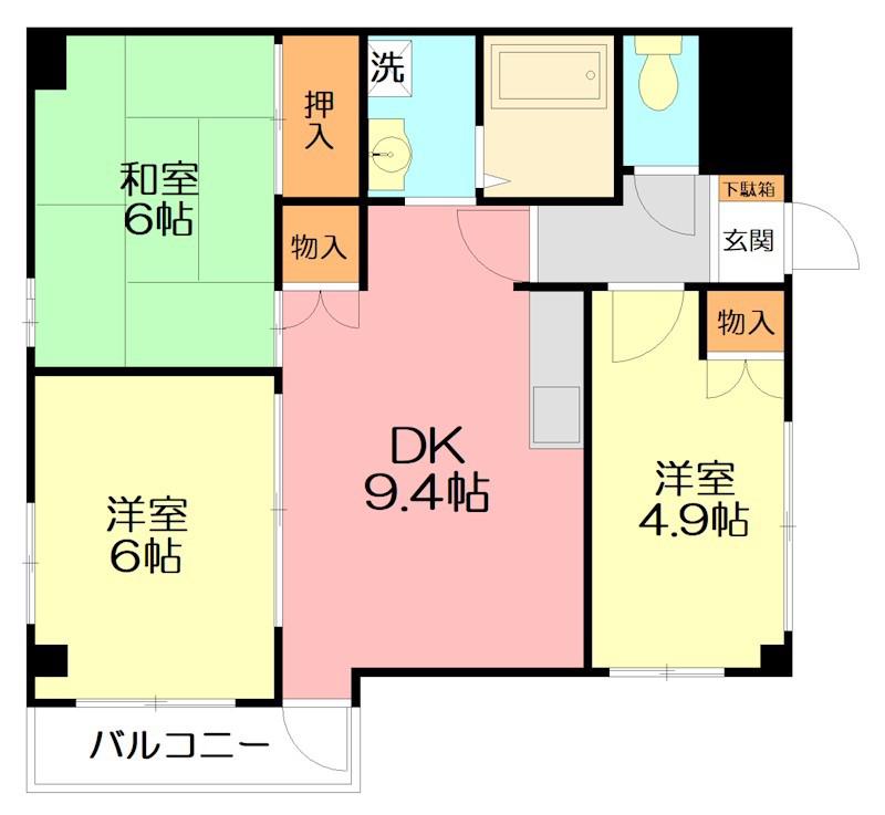 鴨宮ガーデンヒルズ(3DK/5階)の間取り写真