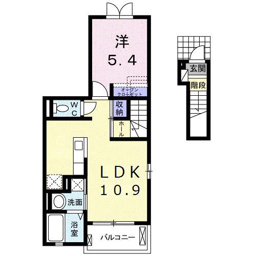 真岡鉄道 北真岡駅 徒歩11分 3階建 築13年(1LDK/2階)の間取り写真