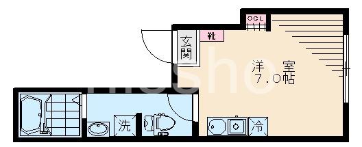 PADDOCK府中本町(ワンルーム/2階)の間取り写真