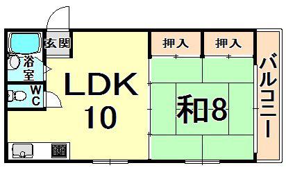 プレアール伊丹野間(1LDK/3階)の間取り写真