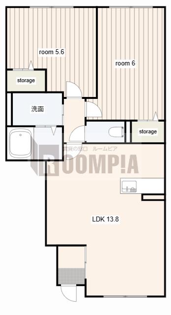 クレールII(2LDK/1階)の間取り写真