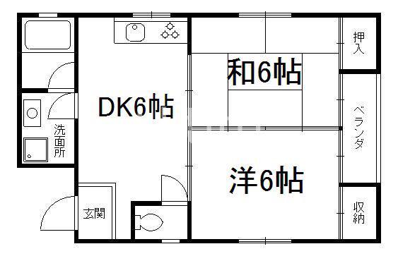 モアイマンション(2DK/2階)の間取り写真