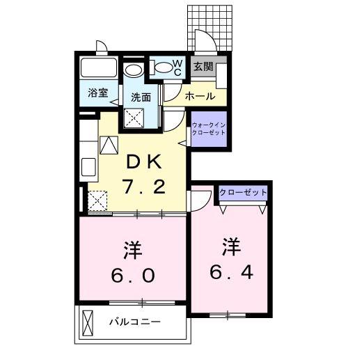 アドベントヒルズC棟(2DK/1階)の間取り写真