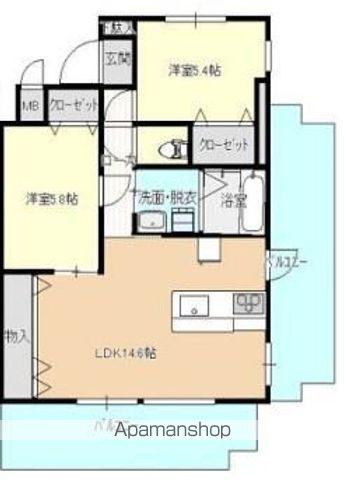 J.FEEL高千穂通(2LDK/4階)の間取り写真