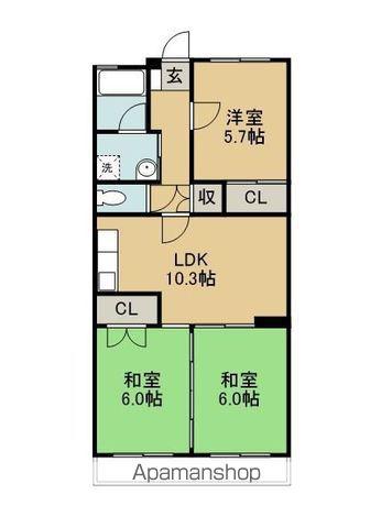 青南ハイツ(3LDK/1階)の間取り写真