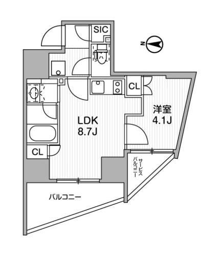 ディームス蔵前アベニュー(1LDK/3階)の間取り写真