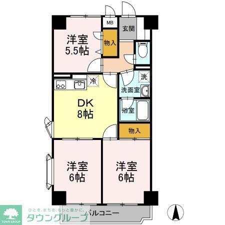 カサグランデエラン(3DK/3階)の間取り写真