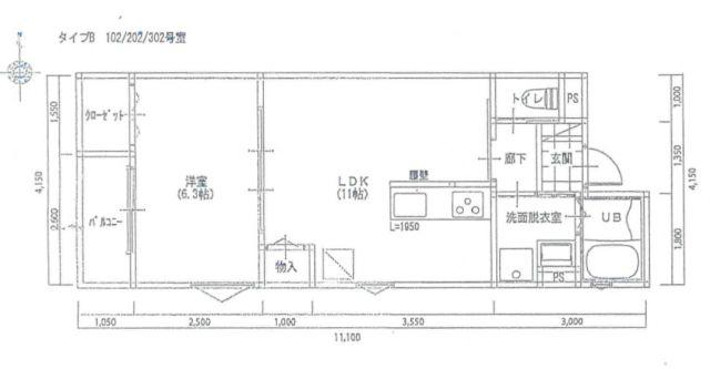 ISOLA M(1LDK/3階)の間取り写真