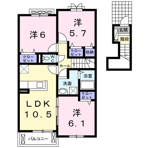 レスペランス II(3LDK/2階)の間取り写真