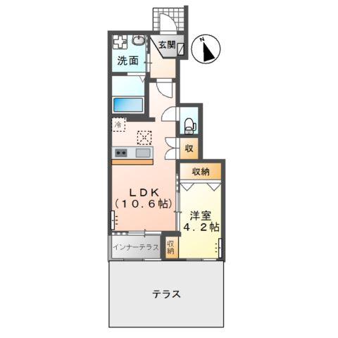 カーサ・デ・アモール(1LDK/1階)の間取り写真