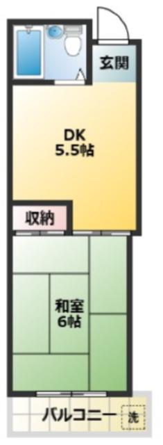 白山第四ビル(1DK/3階)の間取り写真