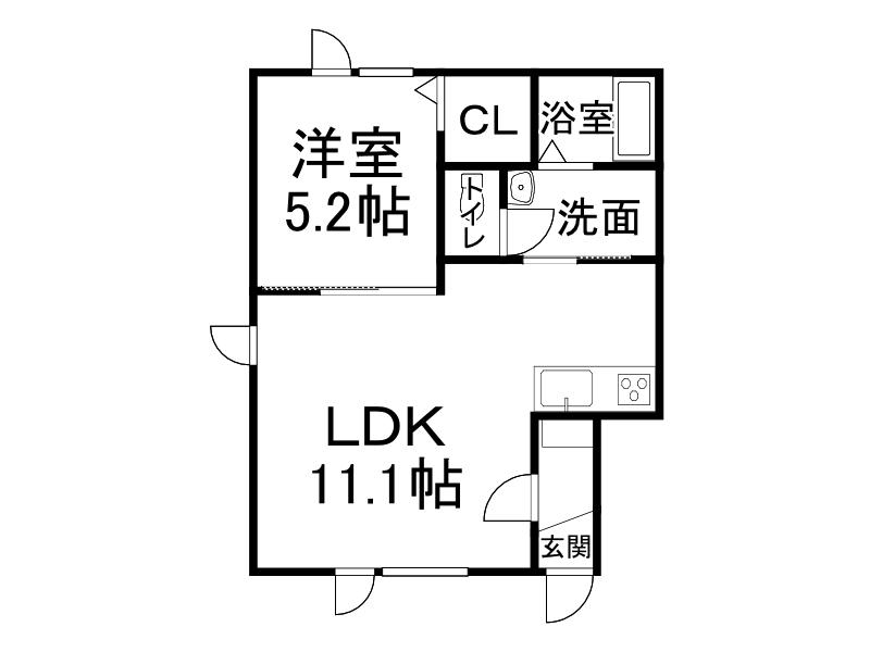 COZYII(1DK/1階)の間取り写真