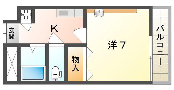 K・キュービック(1K/6階)の間取り写真